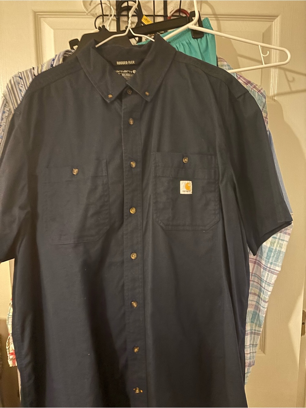 Carhartt Men’s Navy Short-Sleeve Button-Up Work Shirt
